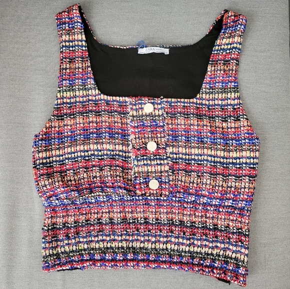 NWT Zara Metallic Thread Crop Top Small - Picture 5 of 11